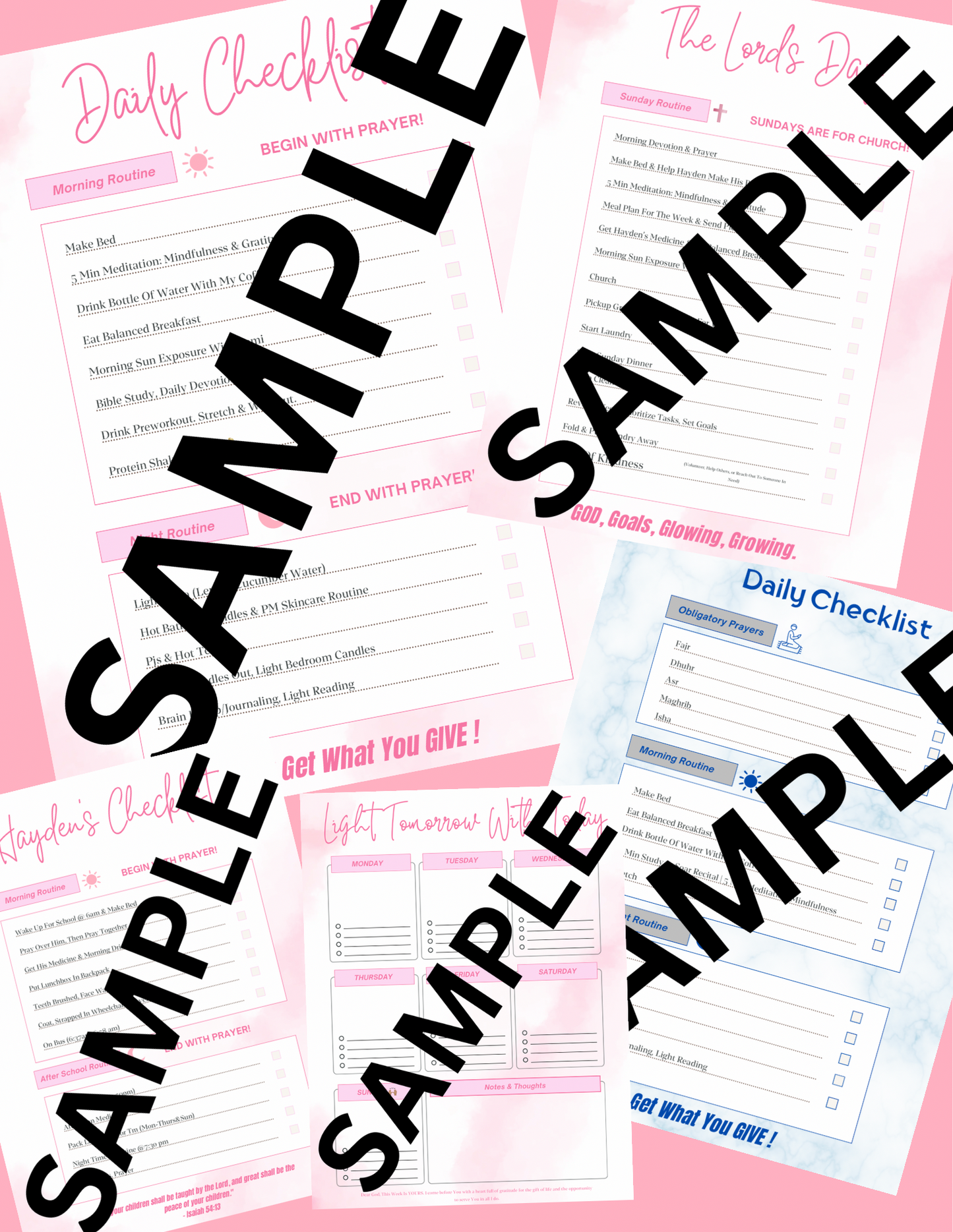 Daily & Weekly Checklists (COMPATIBLE WITH ACRYLIC SLEEVE!)