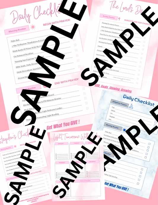 Daily & Weekly Checklists (COMPATIBLE WITH ACRYLIC SLEEVE!)